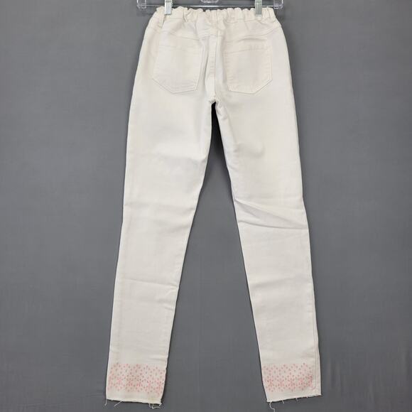 Gymboree Super Skinny White Jeans NEW $39 Adjustable Waist Girls Size 14 Raw Hem - Picture 2 of 14